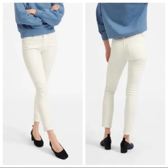 Everlane Mid Rise Skinny Ankle‎ Cropped Jeans Cotton White Size 24 Tall - Picture 11 of 11